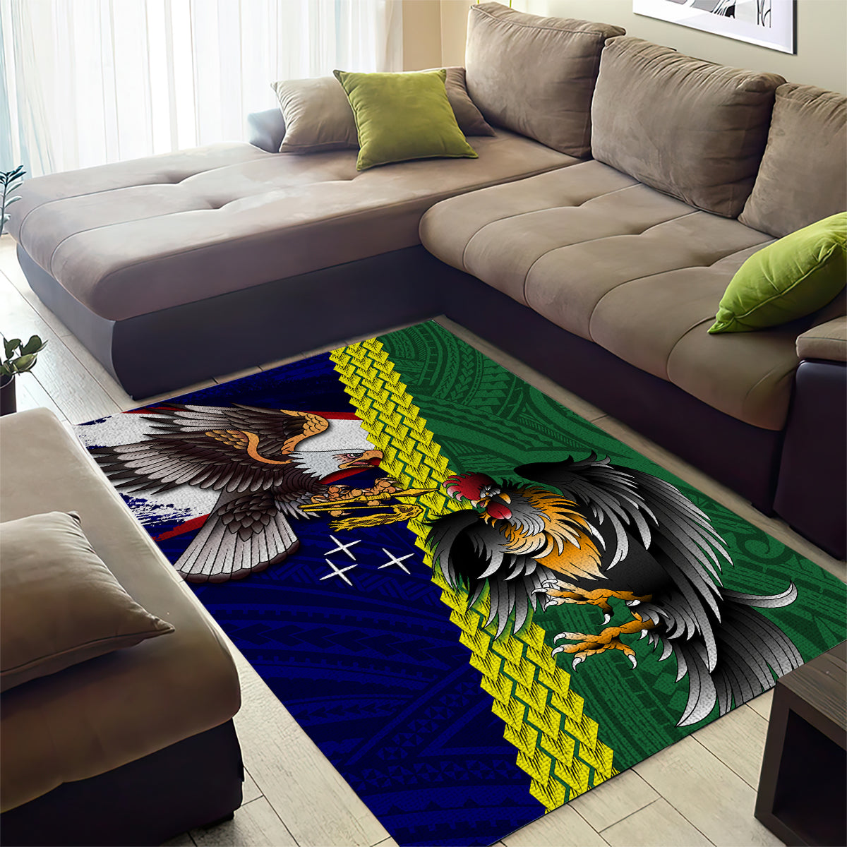 Manu'a Island and American Samoa Area Rug Rooster and Eagle Mascot LT03 - Polynesian Pride