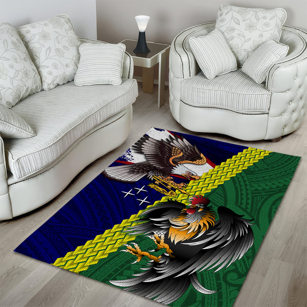 Manu'a Island and American Samoa Area Rug Rooster and Eagle Mascot LT03 - Polynesian Pride