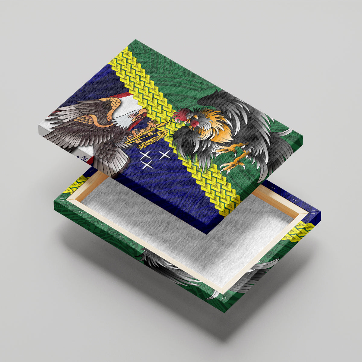 Manu'a Island and American Samoa Canvas Wall Art Rooster and Eagle Mascot LT03 - Polynesian Pride