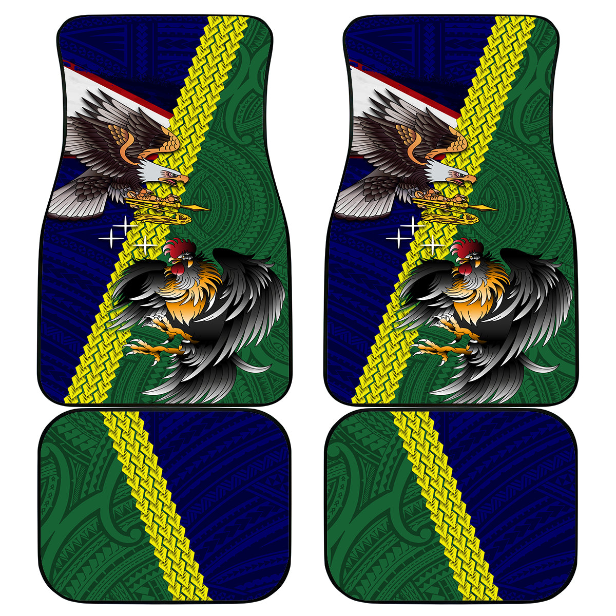 Manu'a Island and American Samoa Car Mats Rooster and Eagle Mascot LT03 - Polynesian Pride