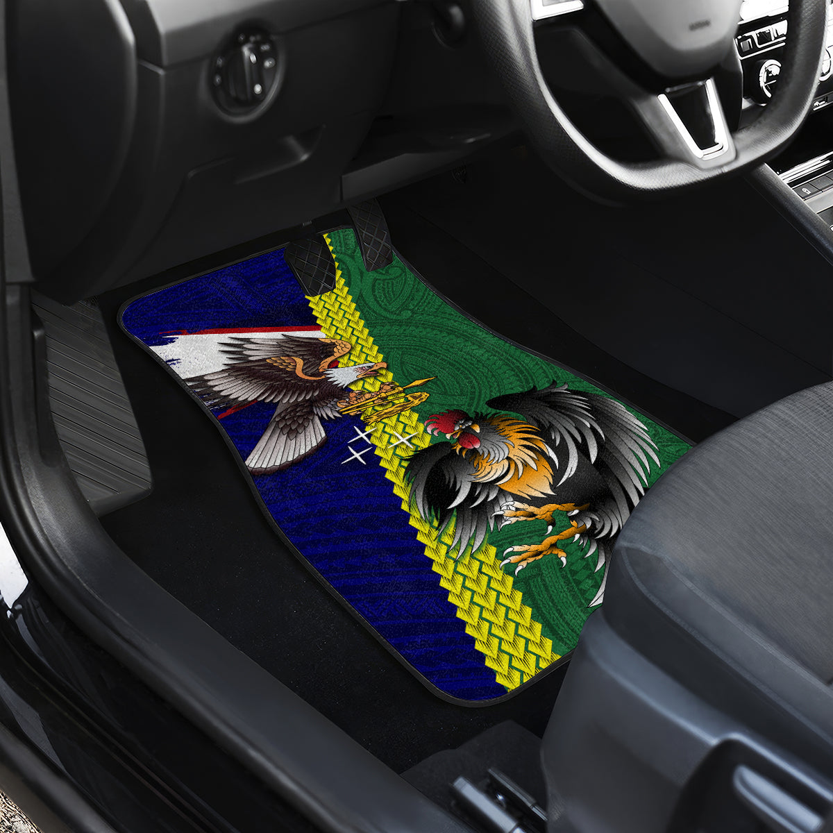 Manu'a Island and American Samoa Car Mats Rooster and Eagle Mascot LT03 - Polynesian Pride