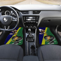 Manu'a Island and American Samoa Car Mats Rooster and Eagle Mascot LT03 Set 2pcs - Front Green - Polynesian Pride