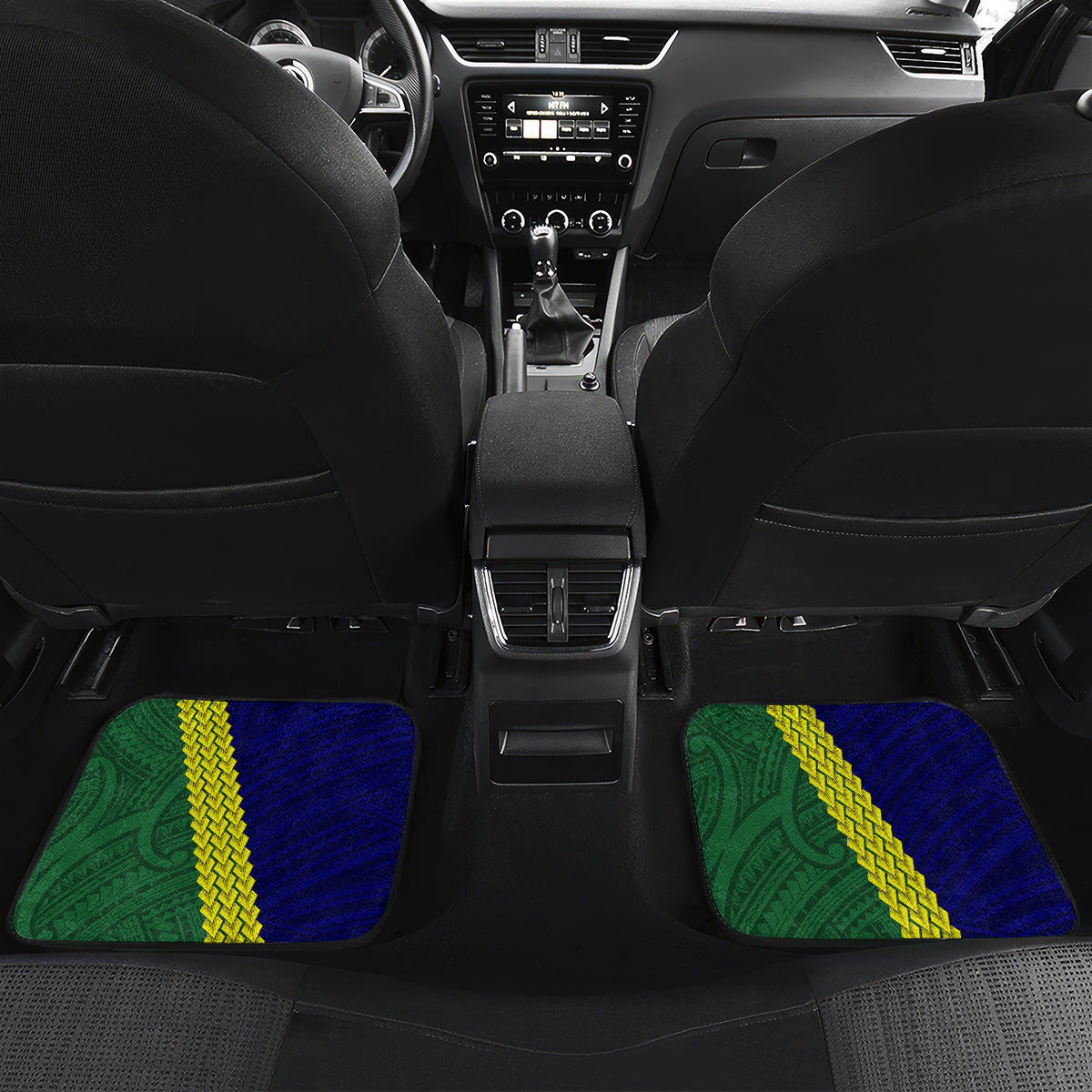Manu'a Island and American Samoa Car Mats Rooster and Eagle Mascot LT03 Set 2pcs - Back Green - Polynesian Pride