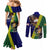 Manu'a Island and American Samoa Couples Matching Mermaid Dress and Long Sleeve Button Shirt Rooster and Eagle Mascot