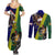 Manu'a Island and American Samoa Couples Matching Summer Maxi Dress and Long Sleeve Button Shirt Rooster and Eagle Mascot