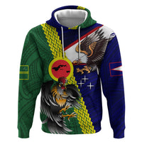 Manu'a Island and American Samoa Hoodie Rooster and Eagle Mascot LT03 Pullover Hoodie Green - Polynesian Pride