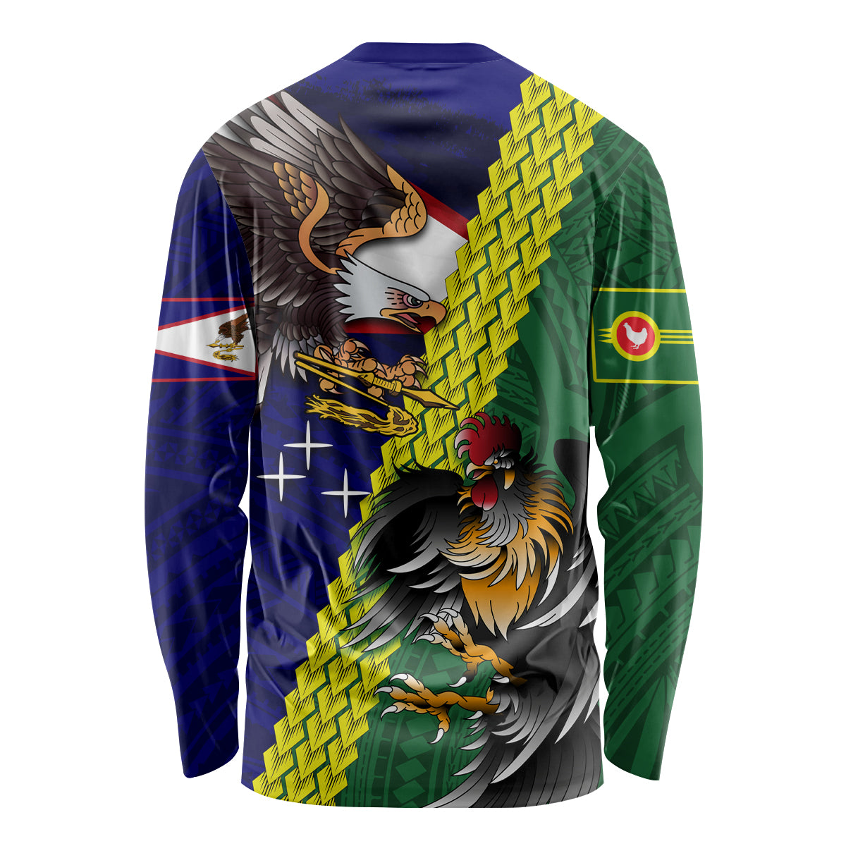 Manu'a Island and American Samoa Long Sleeve Shirt Rooster and Eagle Mascot LT03 - Polynesian Pride