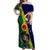 Manu'a Island and American Samoa Off Shoulder Maxi Dress Rooster and Eagle Mascot