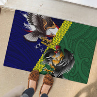 Manu'a Island and American Samoa Rubber Doormat Rooster and Eagle Mascot LT03 - Polynesian Pride