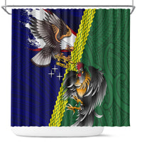 Manu'a Island and American Samoa Shower Curtain Rooster and Eagle Mascot LT03 Green - Polynesian Pride