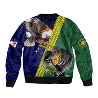 Manu'a Island and American Samoa Sleeve Zip Bomber Jacket Rooster and Eagle Mascot LT03 - Polynesian Pride