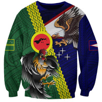 Manu'a Island and American Samoa Sweatshirt Rooster and Eagle Mascot LT03 Unisex Green - Polynesian Pride