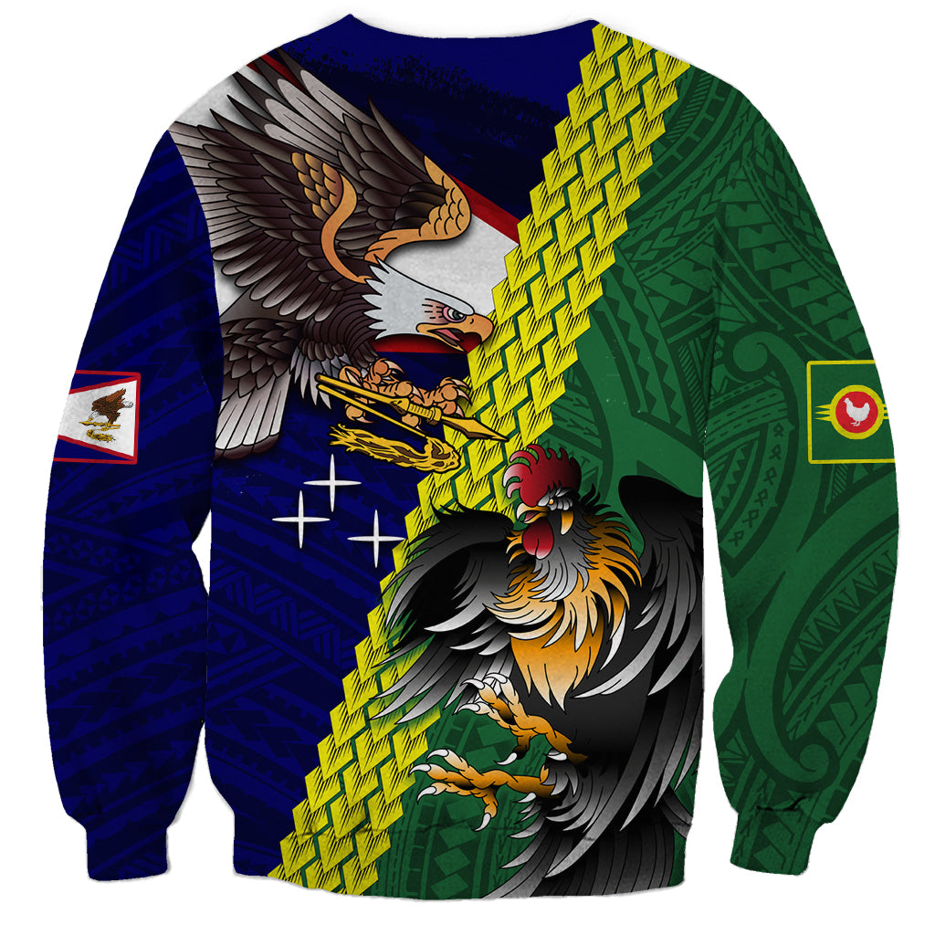Manu'a Island and American Samoa Sweatshirt Rooster and Eagle Mascot LT03 - Polynesian Pride