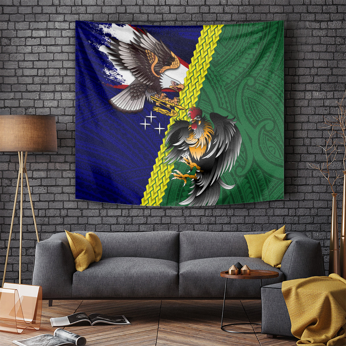 Manu'a Island and American Samoa Tapestry Rooster and Eagle Mascot LT03 - Polynesian Pride