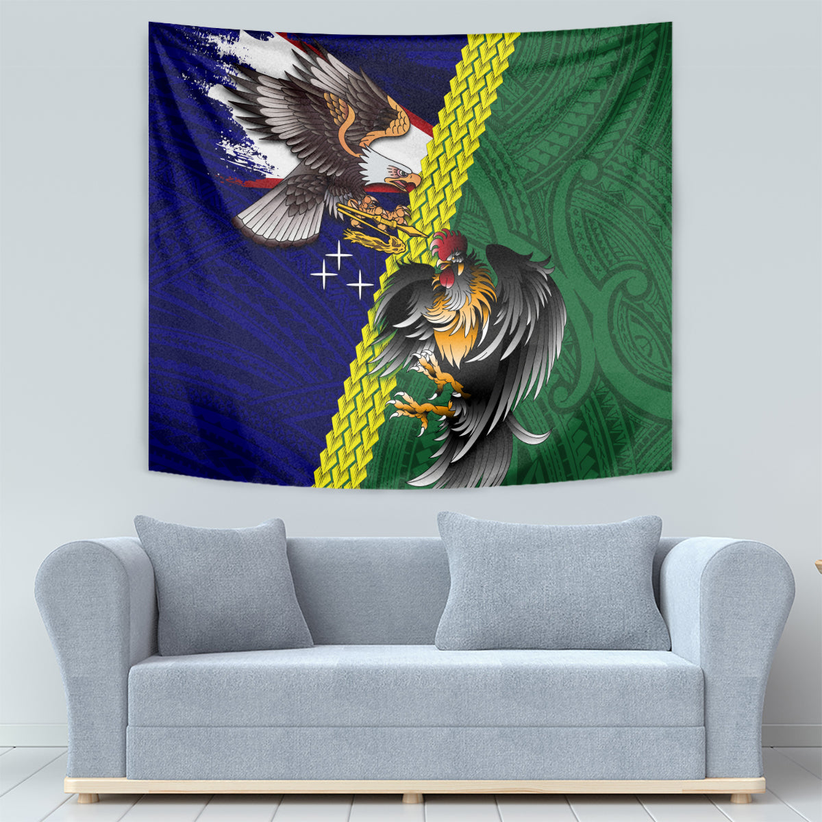 Manu'a Island and American Samoa Tapestry Rooster and Eagle Mascot LT03 - Polynesian Pride