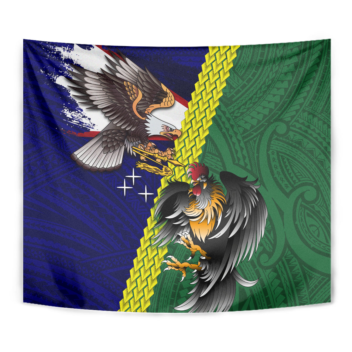 Manu'a Island and American Samoa Tapestry Rooster and Eagle Mascot LT03 - Polynesian Pride
