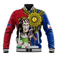 Philippines Lapu-Lapu Baseball Jacket Filipino Sun Tattoo With Yakan Pattern LT03 Unisex Red - Polynesian Pride
