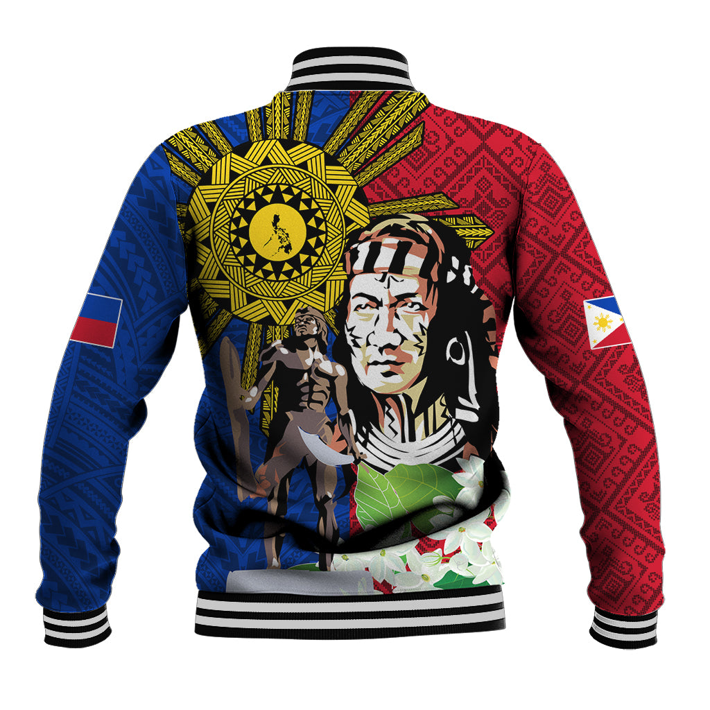 Philippines Lapu-Lapu Baseball Jacket Filipino Sun Tattoo With Yakan Pattern LT03 - Polynesian Pride