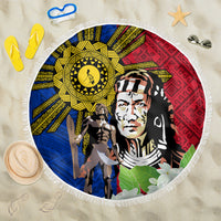 Philippines Lapu-Lapu Beach Blanket Filipino Sun Tattoo With Yakan Pattern LT03 One Size 150cm Red - Polynesian Pride