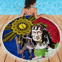 Philippines Lapu-Lapu Beach Blanket Filipino Sun Tattoo With Yakan Pattern LT03 - Polynesian Pride