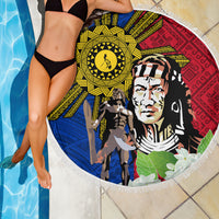 Philippines Lapu-Lapu Beach Blanket Filipino Sun Tattoo With Yakan Pattern LT03 - Polynesian Pride