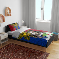 Philippines Lapu-Lapu Bedding Set Filipino Sun Tattoo With Yakan Pattern LT03 - Polynesian Pride
