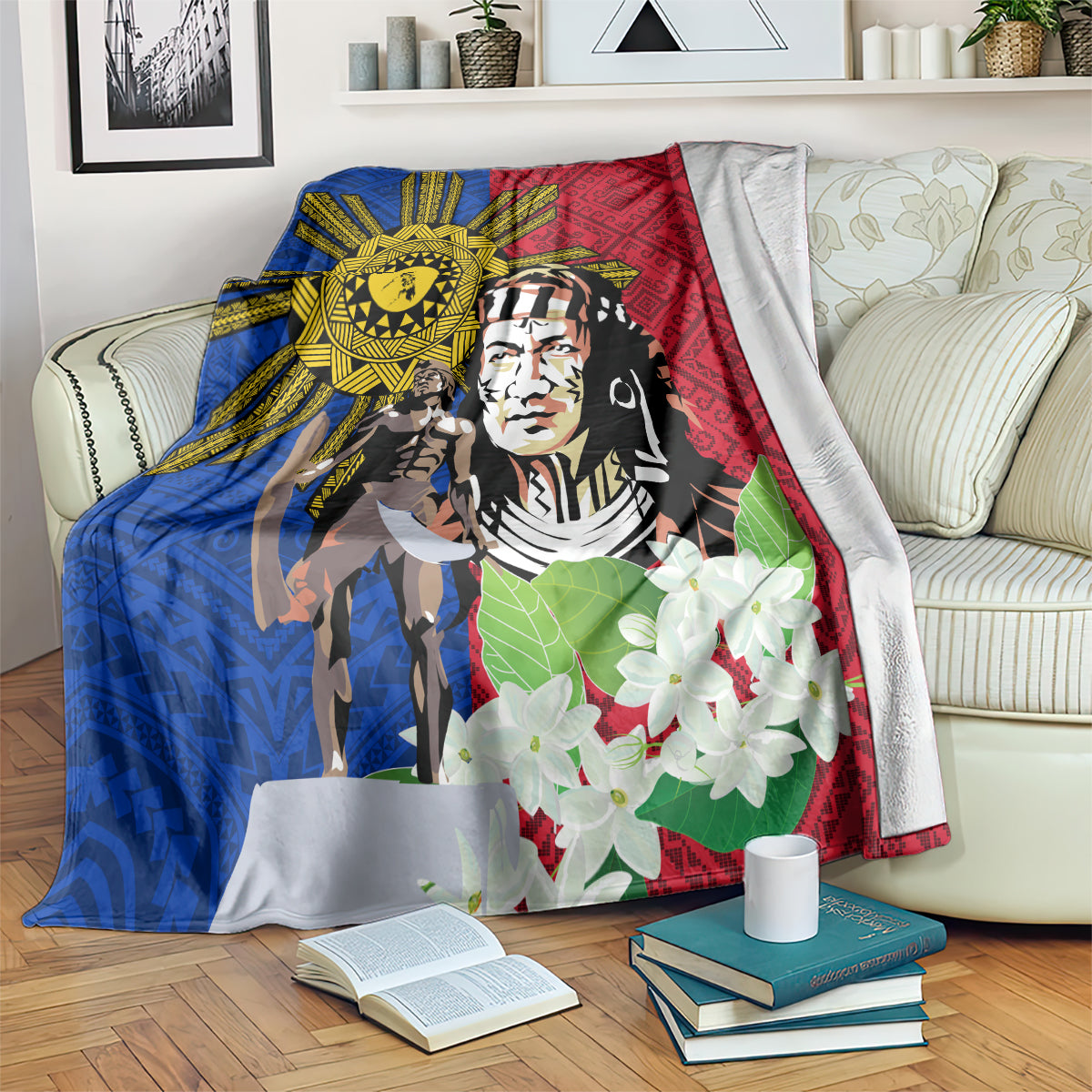Philippines Lapu-Lapu Blanket Filipino Sun Tattoo With Yakan Pattern LT03 Red - Polynesian Pride
