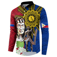 Philippines Lapu-Lapu Button Sweatshirt Filipino Sun Tattoo With Yakan Pattern LT03 - Polynesian Pride