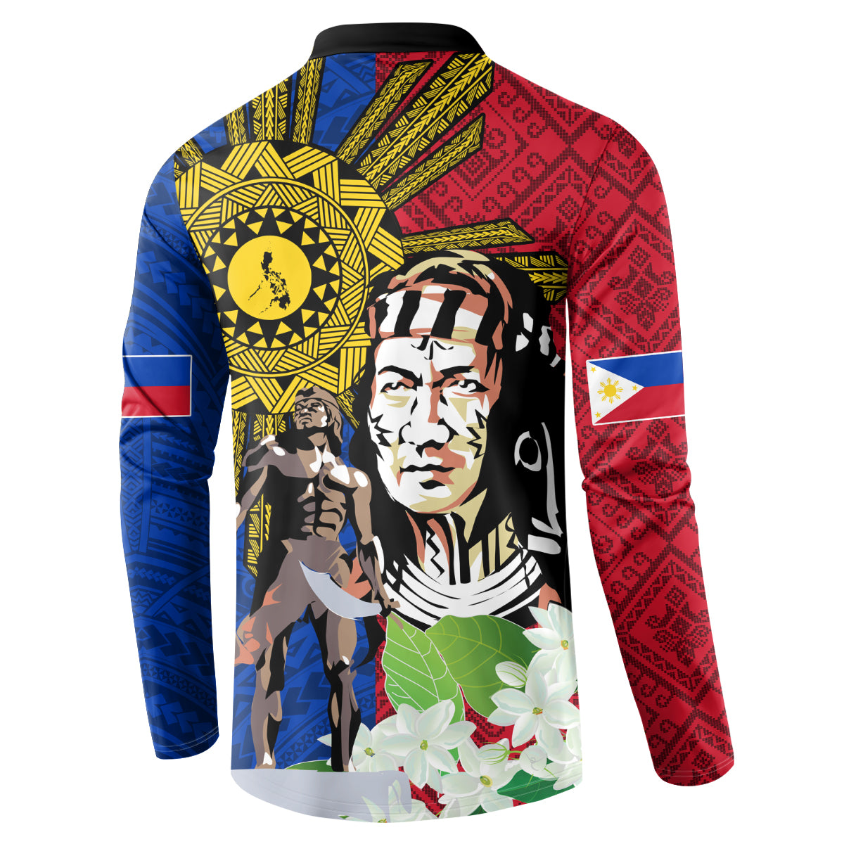 Philippines Lapu-Lapu Button Sweatshirt Filipino Sun Tattoo With Yakan Pattern LT03 - Polynesian Pride