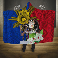 Philippines Lapu-Lapu Hooded Blanket Filipino Sun Tattoo With Yakan Pattern LT03 One Size Red - Polynesian Pride