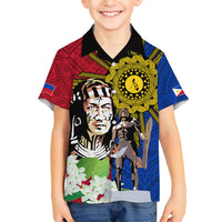 Philippines Lapu-Lapu Kid Hawaiian Shirt Filipino Sun Tattoo With Yakan Pattern LT03 Kid Red - Polynesian Pride