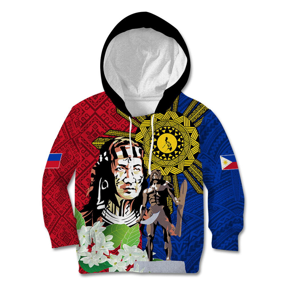 Philippines Lapu-Lapu Kid Hoodie Filipino Sun Tattoo With Yakan Pattern LT03 Hoodie Red - Polynesian Pride