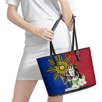 Philippines Lapu-Lapu Leather Tote Bag Filipino Sun Tattoo With Yakan Pattern LT03 - Polynesian Pride