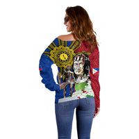 Philippines Lapu-Lapu Off Shoulder Sweater Filipino Sun Tattoo With Yakan Pattern LT03 - Polynesian Pride