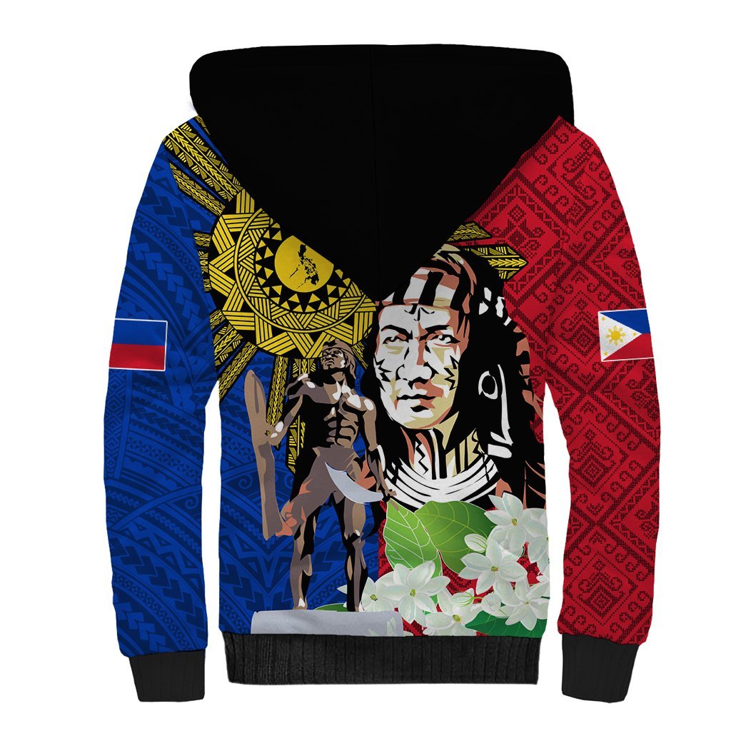 Philippines Lapu-Lapu Sherpa Hoodie Filipino Sun Tattoo With Yakan Pattern LT03 - Polynesian Pride
