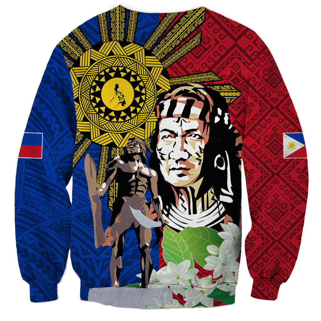 Philippines Lapu-Lapu Sweatshirt Filipino Sun Tattoo With Yakan Pattern LT03 - Polynesian Pride