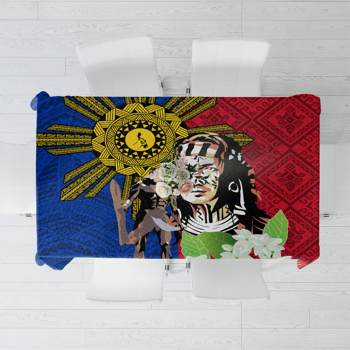 Philippines Lapu-Lapu Tablecloth Filipino Sun Tattoo With Yakan Pattern