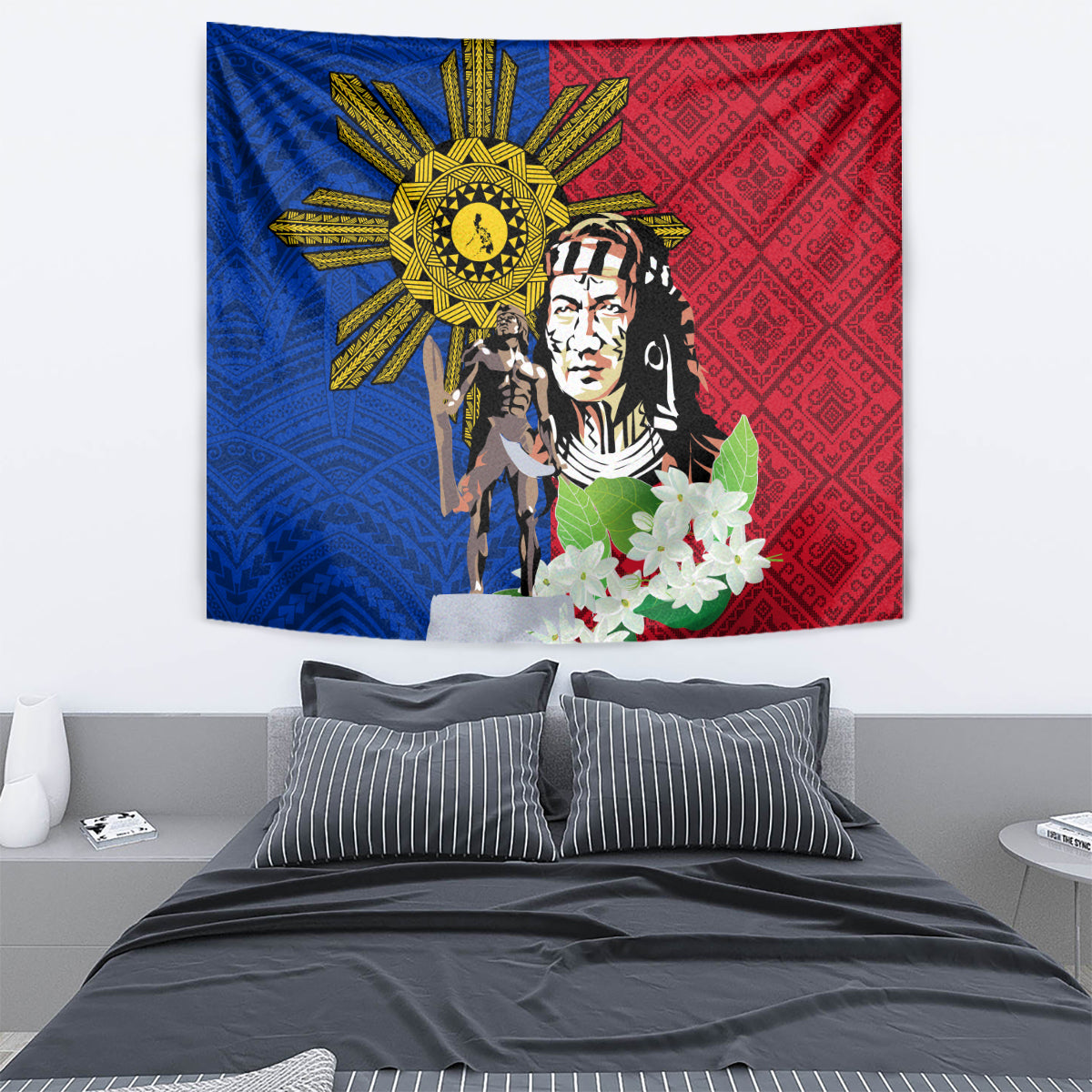 Philippines Lapu-Lapu Tapestry Filipino Sun Tattoo With Yakan Pattern LT03 - Polynesian Pride