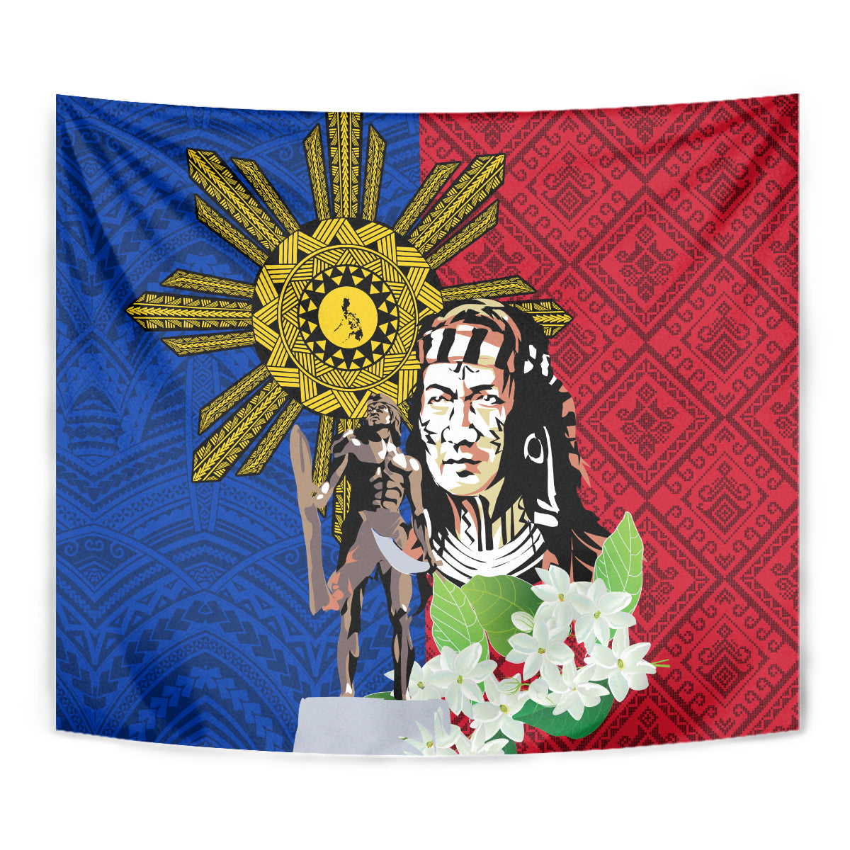 Philippines Lapu-Lapu Tapestry Filipino Sun Tattoo With Yakan Pattern LT03 - Polynesian Pride