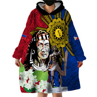 Philippines Lapu-Lapu Wearable Blanket Hoodie Filipino Sun Tattoo With Yakan Pattern LT03 - Polynesian Pride