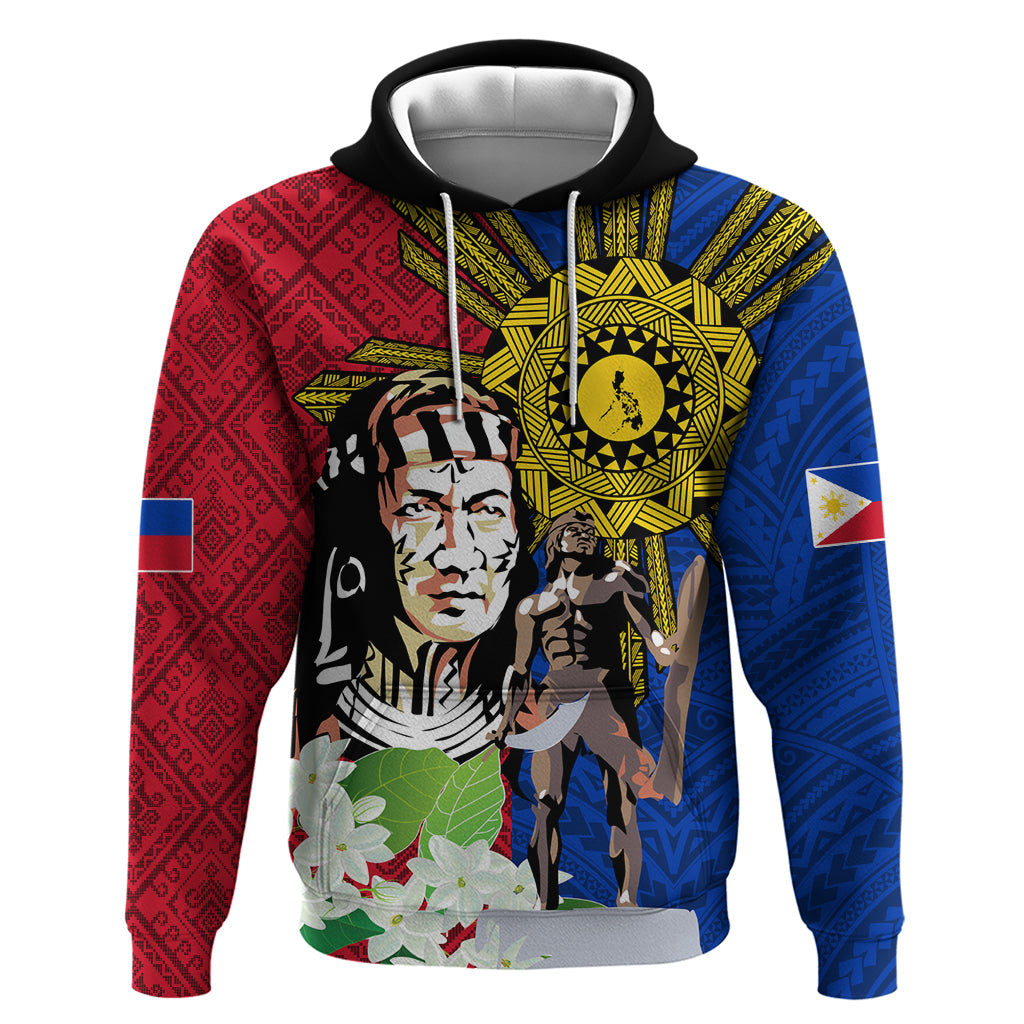 Philippines Lapu-Lapu Zip Hoodie Filipino Sun Tattoo With Yakan Pattern LT03 Pullover Hoodie Red - Polynesian Pride