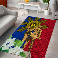 Philippines Lapu Lapu King Jasmine Flowers Area Rug Filipino Sun Tattoo LT03 - Polynesian Pride