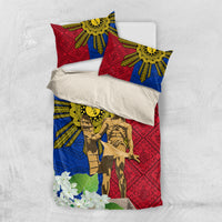 Philippines Lapu Lapu King Jasmine Flowers Bedding Set Filipino Sun Tattoo LT03 US Twin 172cm x 218cm Red - Polynesian Pride