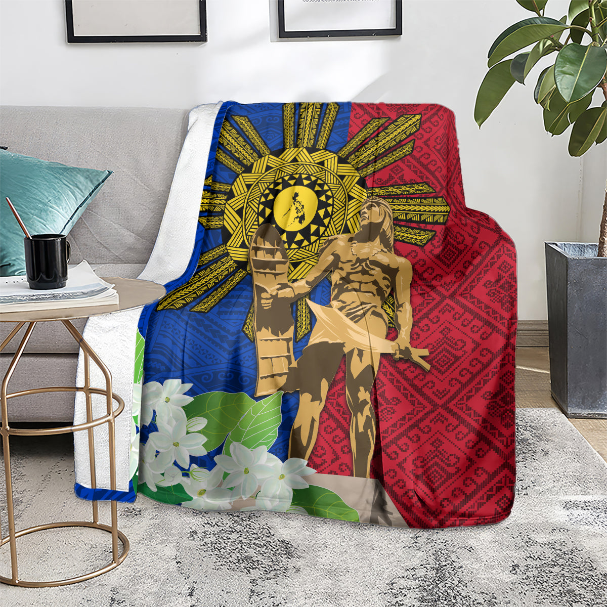 Philippines Lapu Lapu King Jasmine Flowers Blanket Filipino Sun Tattoo LT03 - Polynesian Pride