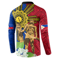 Philippines Lapu Lapu King Jasmine Flowers Button Sweatshirt Filipino Sun Tattoo LT03 - Polynesian Pride