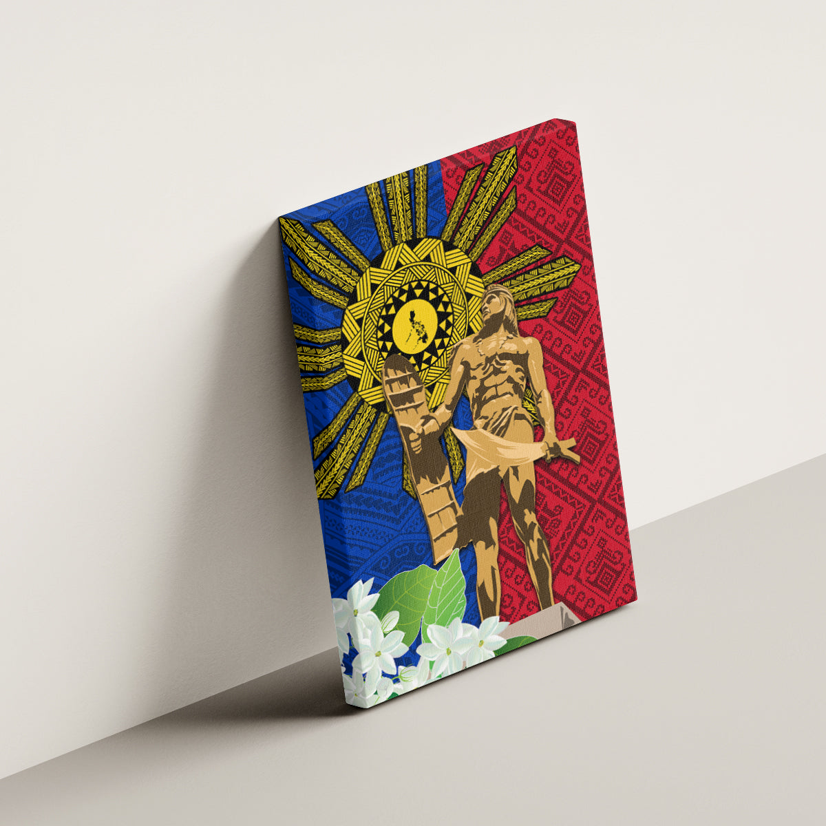 Philippines Lapu Lapu King Jasmine Flowers Canvas Wall Art Filipino Sun Tattoo LT03 - Polynesian Pride