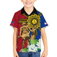 Philippines Lapu Lapu King Jasmine Flowers Kid Hawaiian Shirt Filipino Sun Tattoo LT03 Kid Red - Polynesian Pride