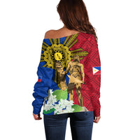 Philippines Lapu Lapu King Jasmine Flowers Off Shoulder Sweater Filipino Sun Tattoo LT03 - Polynesian Pride