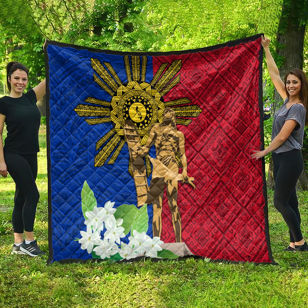 Philippines Lapu Lapu King Jasmine Flowers Quilt Filipino Sun Tattoo LT03 - Polynesian Pride