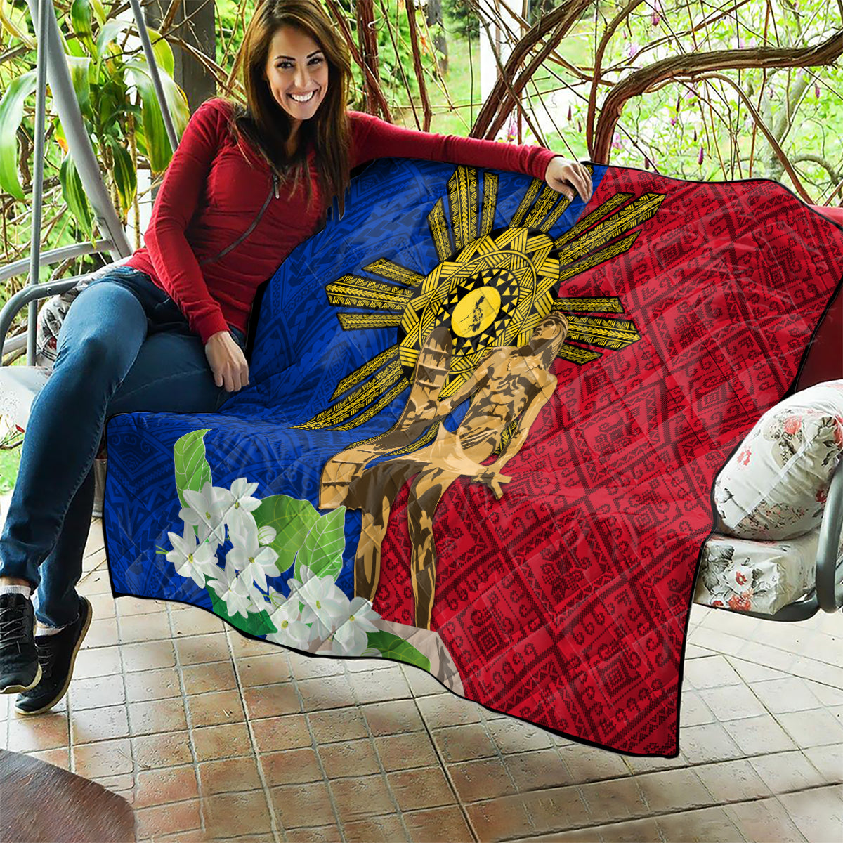 Philippines Lapu Lapu King Jasmine Flowers Quilt Filipino Sun Tattoo LT03 - Polynesian Pride